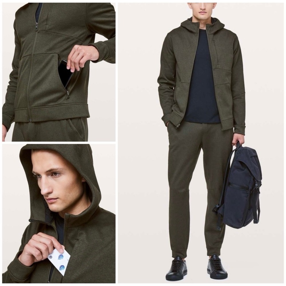 Lululemon City Sweat Zip Hoodie Thermo Heathered Dark Olive Size XL - Picture 3 of 13